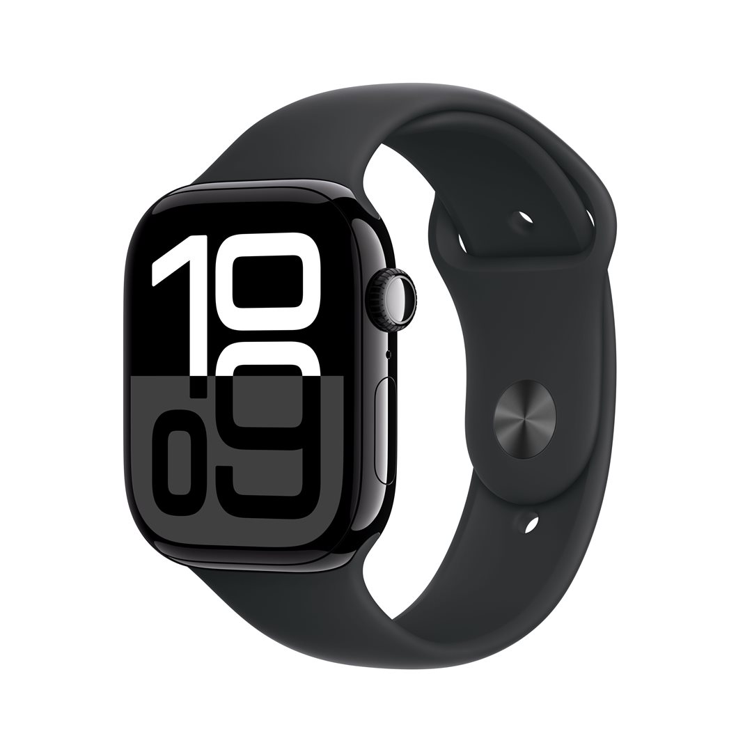 Apple Watch Series 10 jet black aluminium  46mm 4G black sport band Size M/L